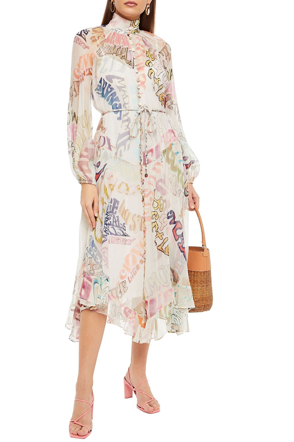 ZIMMERMANN Ruffle-trimmed printed silk-chiffon midi dress