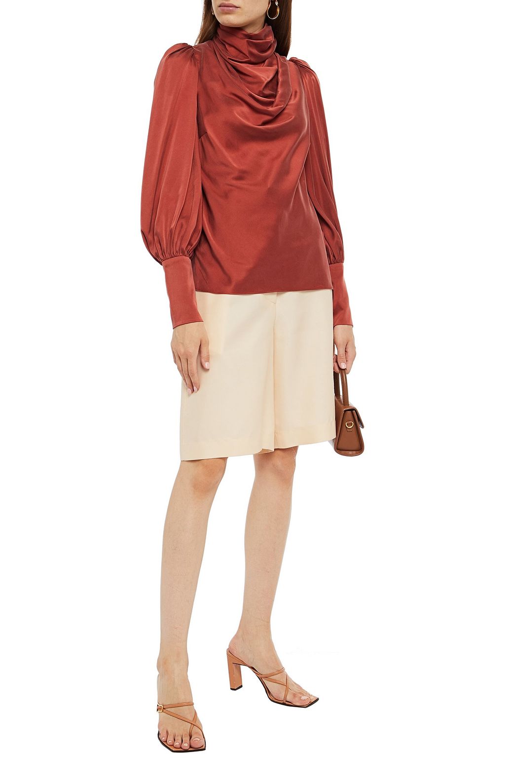 ZIMMERMANN Gathered washed silk-blend satin top