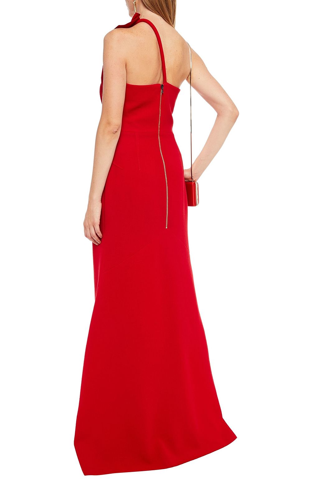 ROLAND MOURET Gosford one-shoulder knotted wool-crepe gown