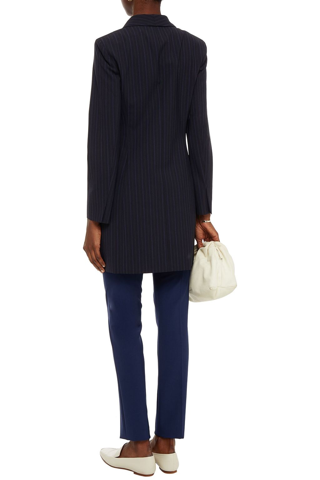 THEORY Double-breasted pinstriped wool-blend blazer