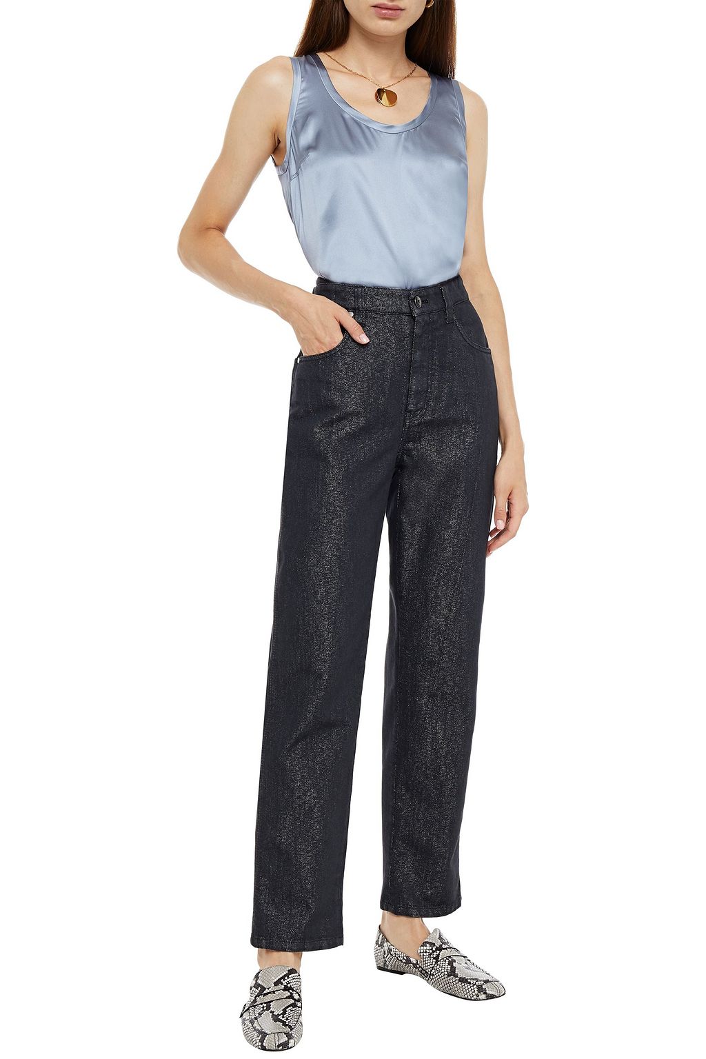 BRUNELLO CUCINELLI Silk-blend satin tank
