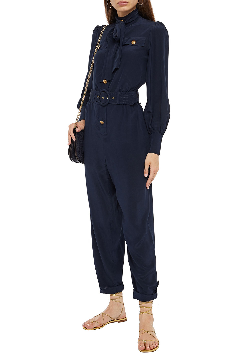 Navy silk jumpsuit Outlet