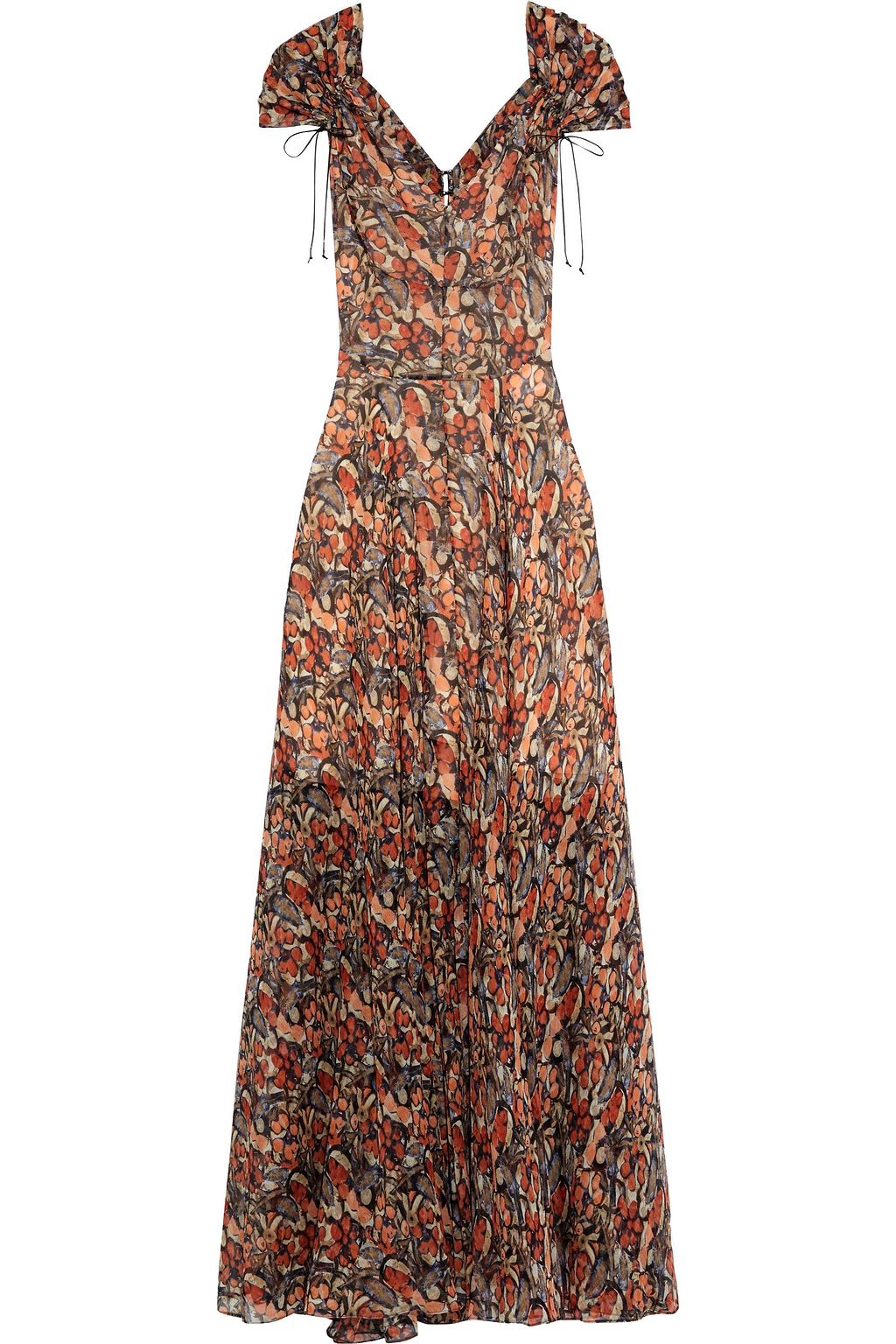 ALAÏA Ruched printed silk-georgette maxi dress | THE OUTNET