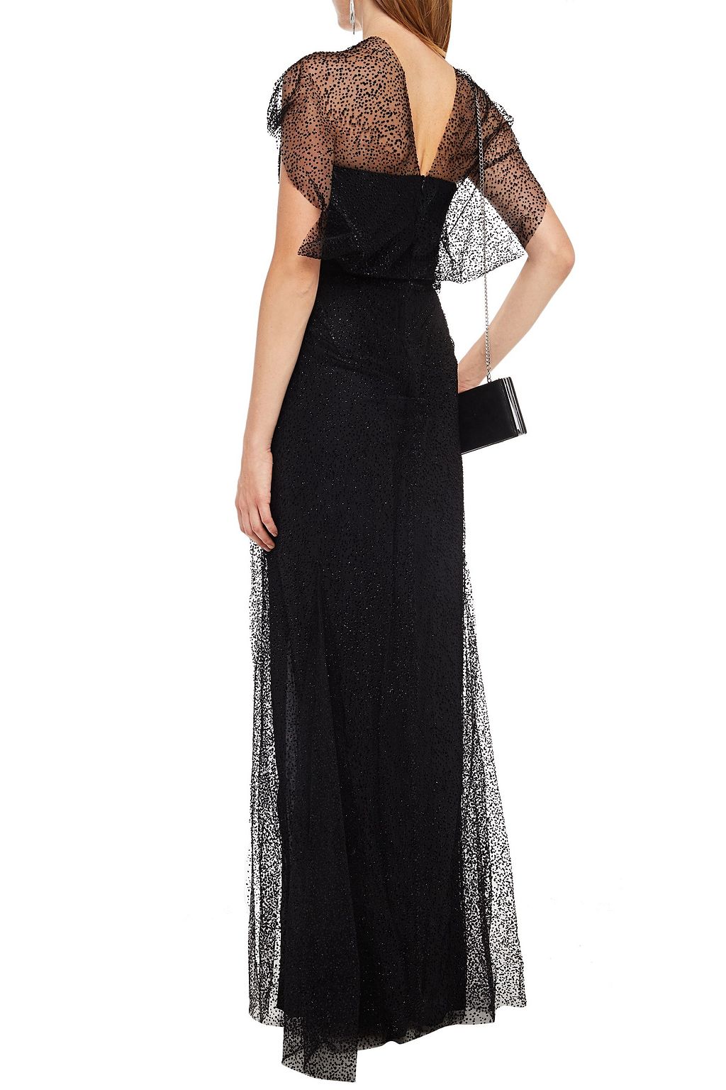 ROLAND MOURET Hiscot flocked glittered tulle gown