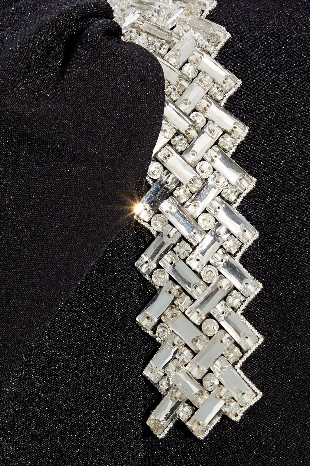 SAFIYAA Fluted crystal-embellished stretch-crepe gown