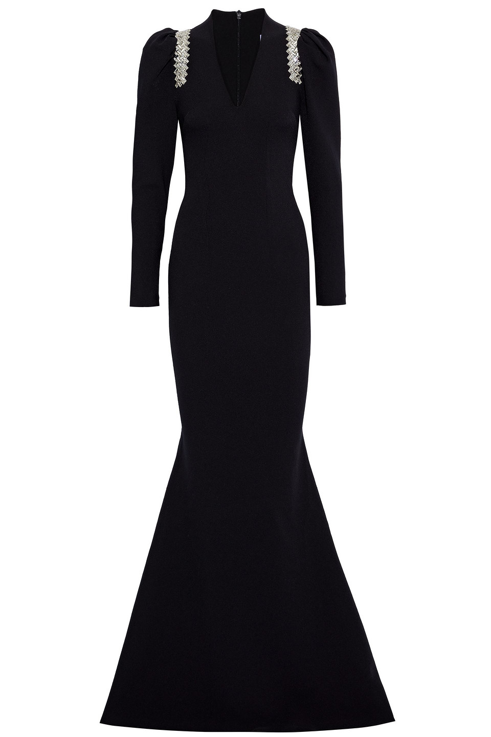 safiyaa - fluted crystal-embellished stretch-crepe gown - black - fr 34