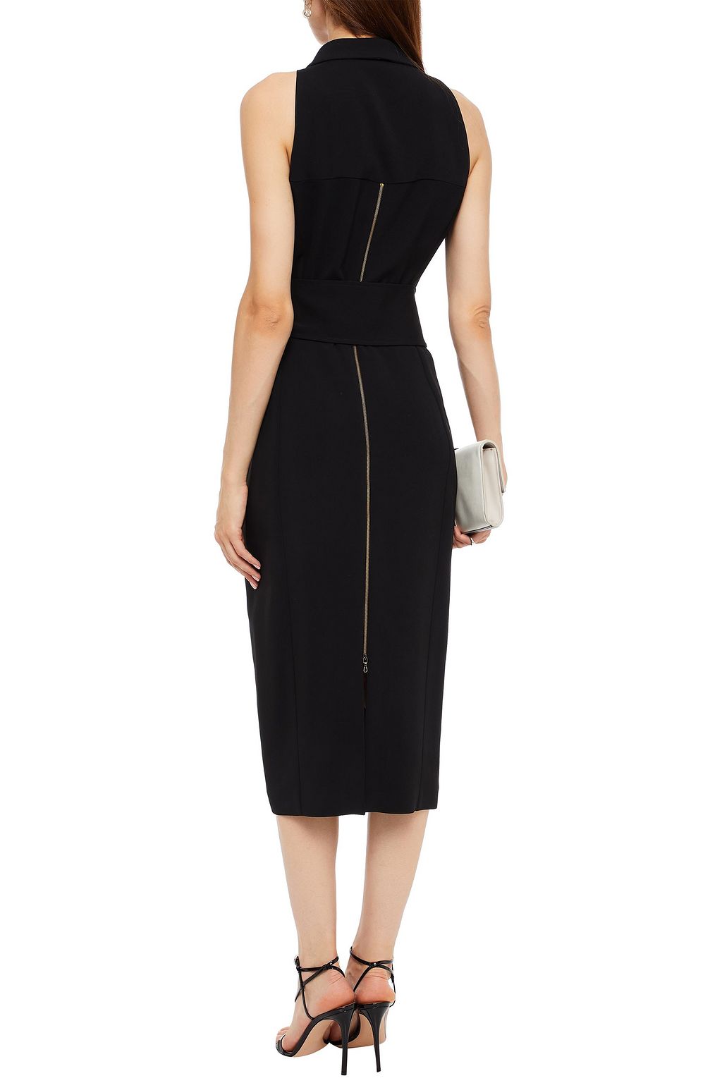 ROLAND MOURET فستان متوسط الطول من الكريب بتصميم ملفوف