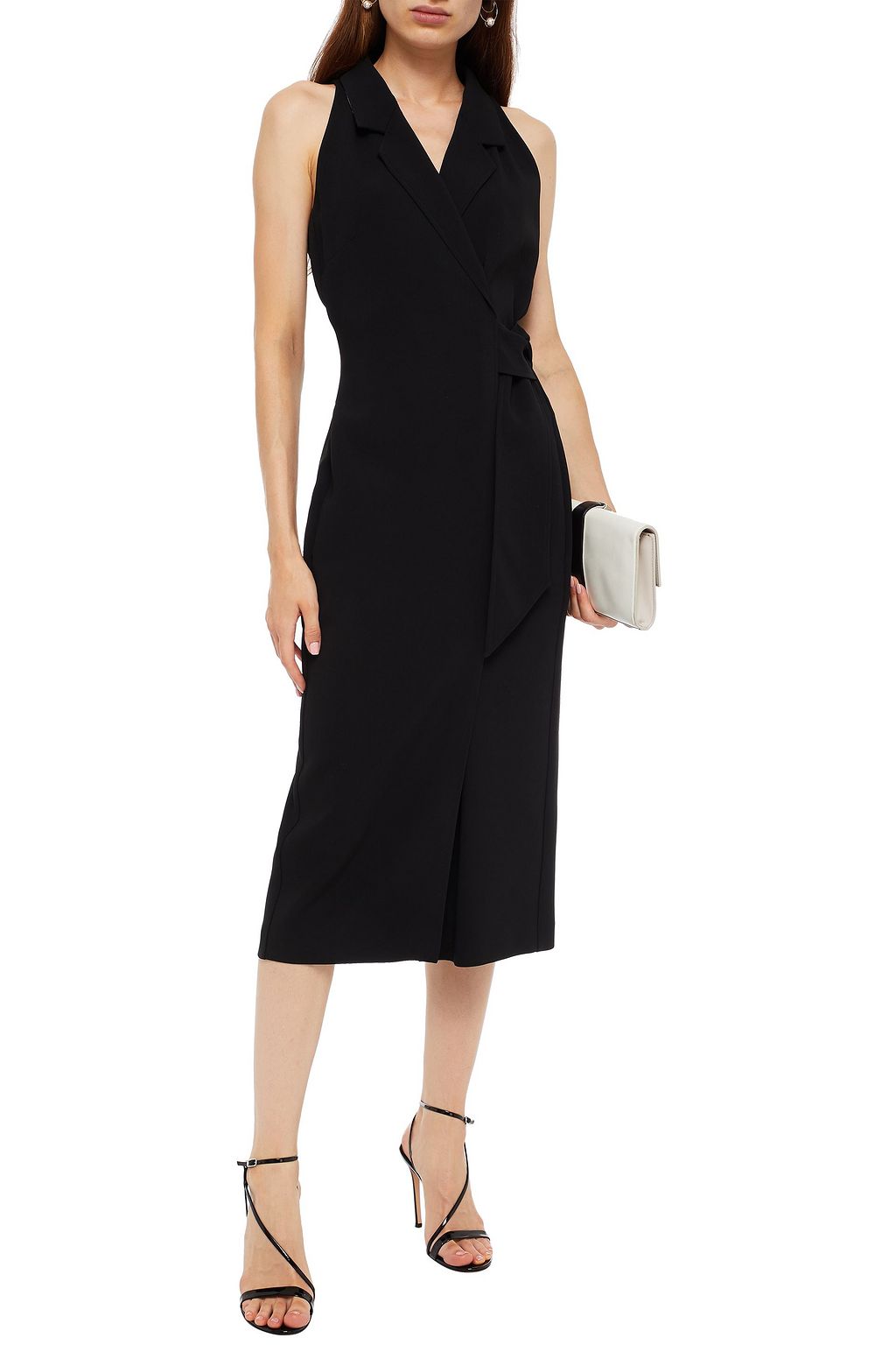 ROLAND MOURET فستان متوسط الطول من الكريب بتصميم ملفوف