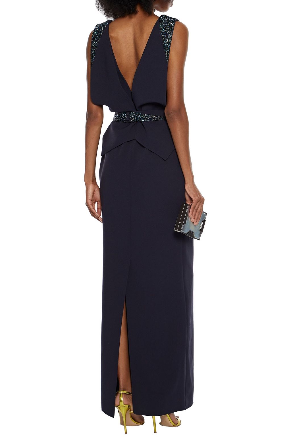 SAFIYAA Crystal-embellished stretch-crepe gown