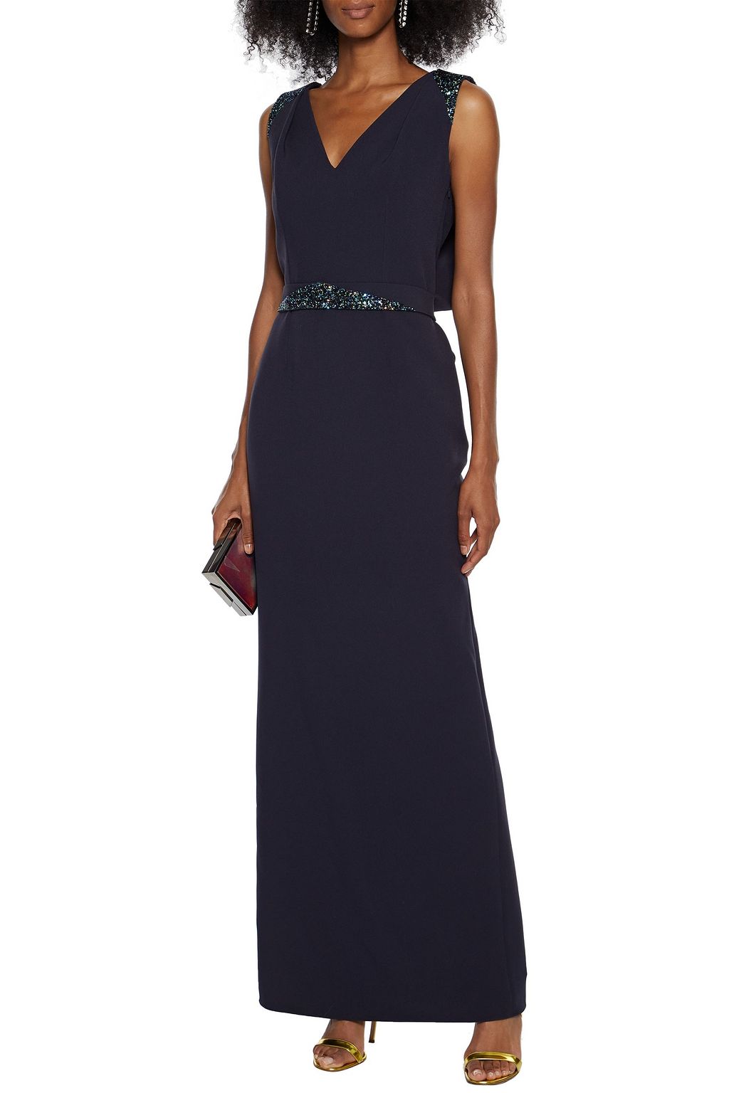SAFIYAA Crystal-embellished stretch-crepe gown