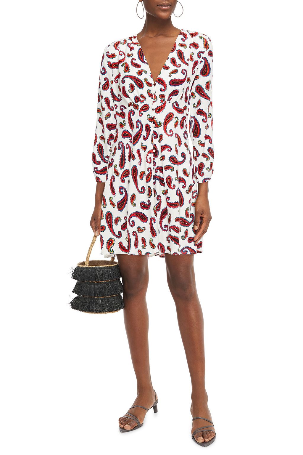 RIXO Printed satin-crepe mini dress