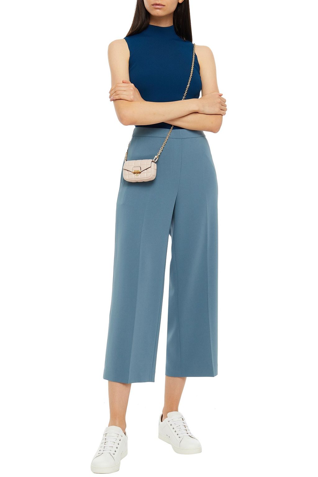 THEORY Cropped crepe wide-leg pants