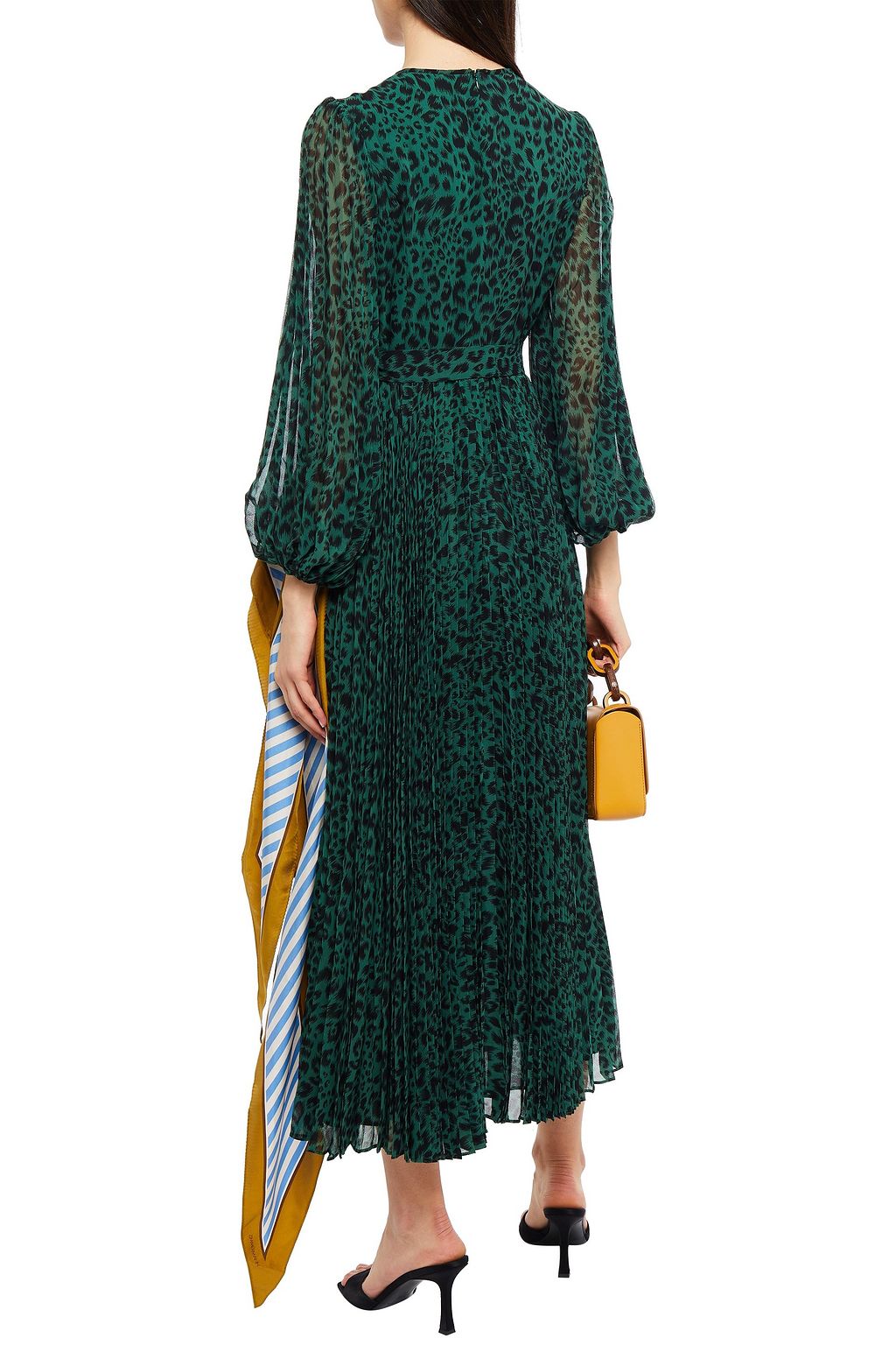 ZIMMERMANN Paneled pleated leopard-print georgette midi dress