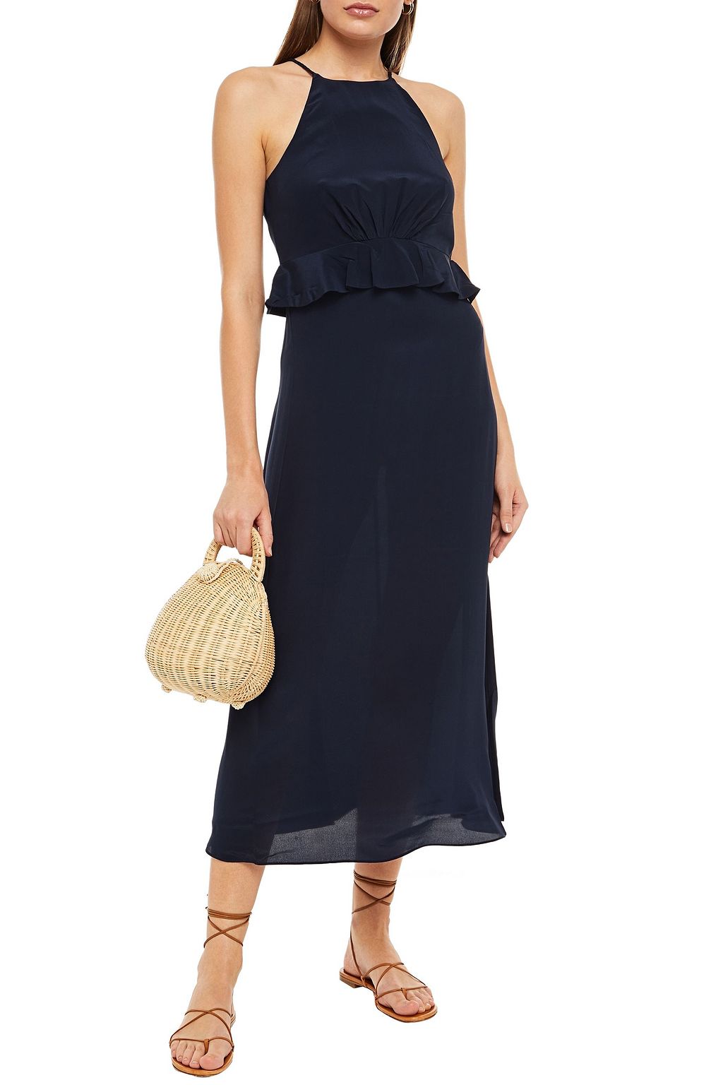 ZIMMERMANN Gathered polka-dot silk crepe de chine midi dress