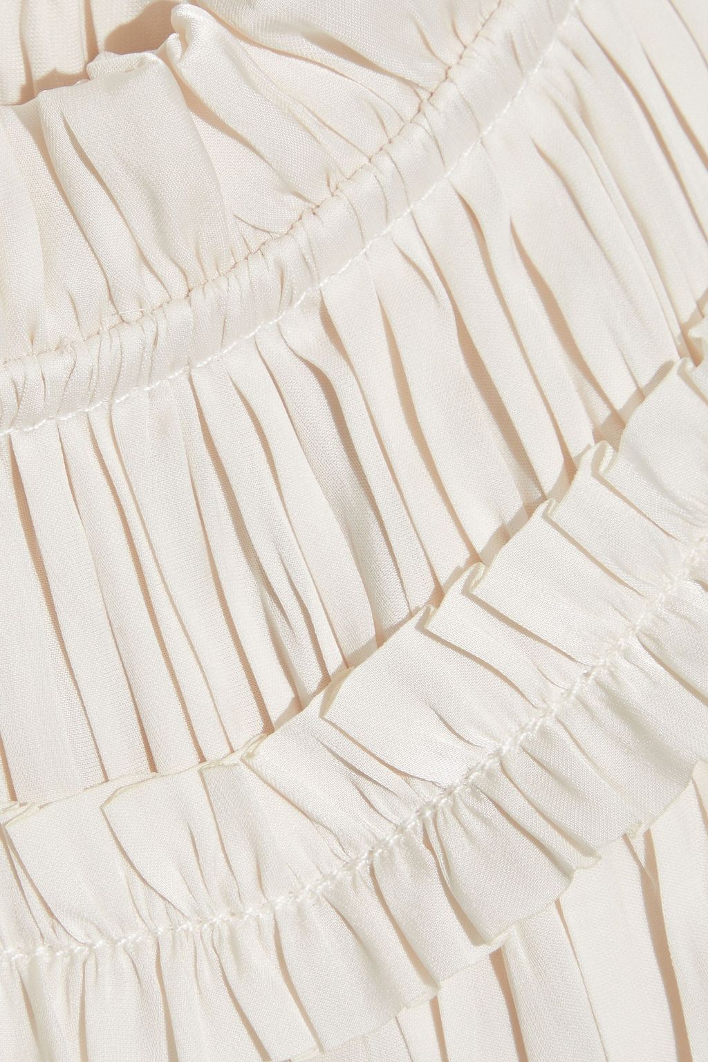 ULLA JOHNSON Nicolette ruffle-trimmed pleated washed-satin blouse