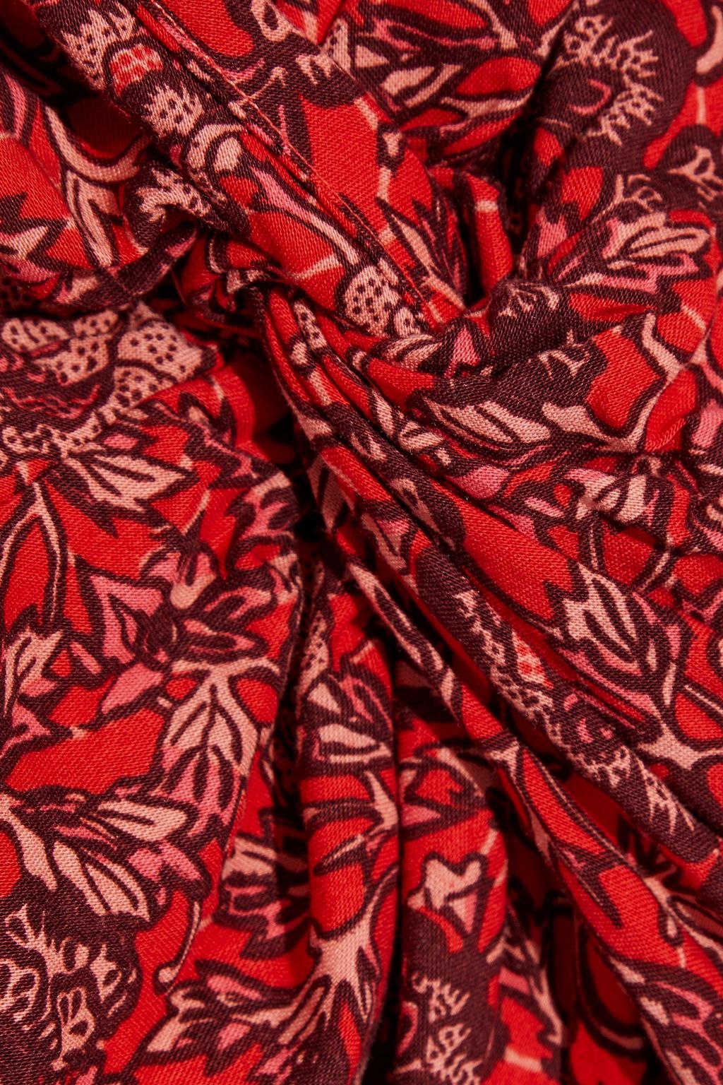 ULLA JOHNSON Kali twist-front floral-print cotton-blend midi dress