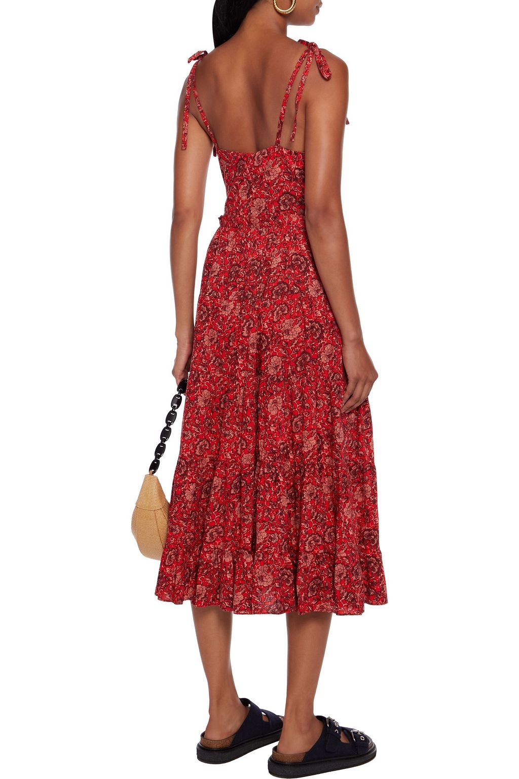 ULLA JOHNSON Kali twist-front floral-print cotton-blend midi dress