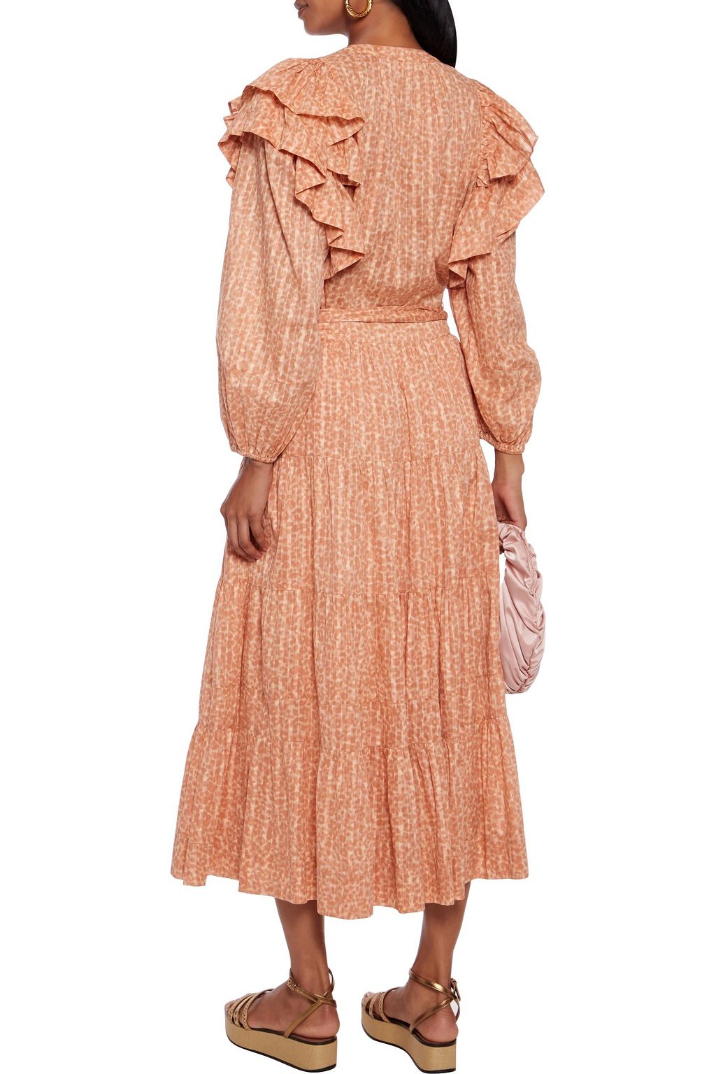 ULLA JOHNSON Sierra tiered belted leopard-print cotton-voile midi skirt