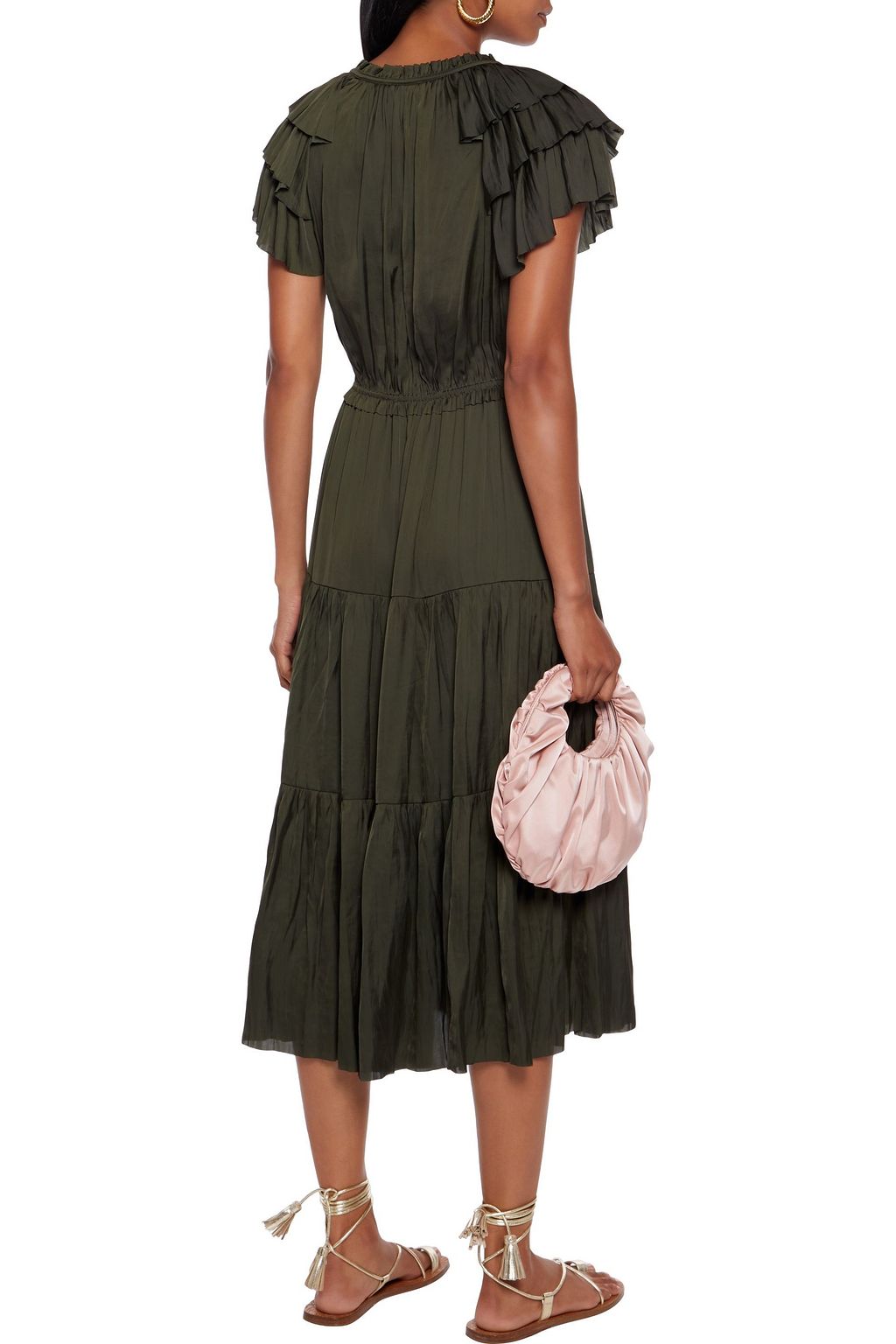 ULLA JOHNSON Blaire tiered ruffled washed-satin midi dress