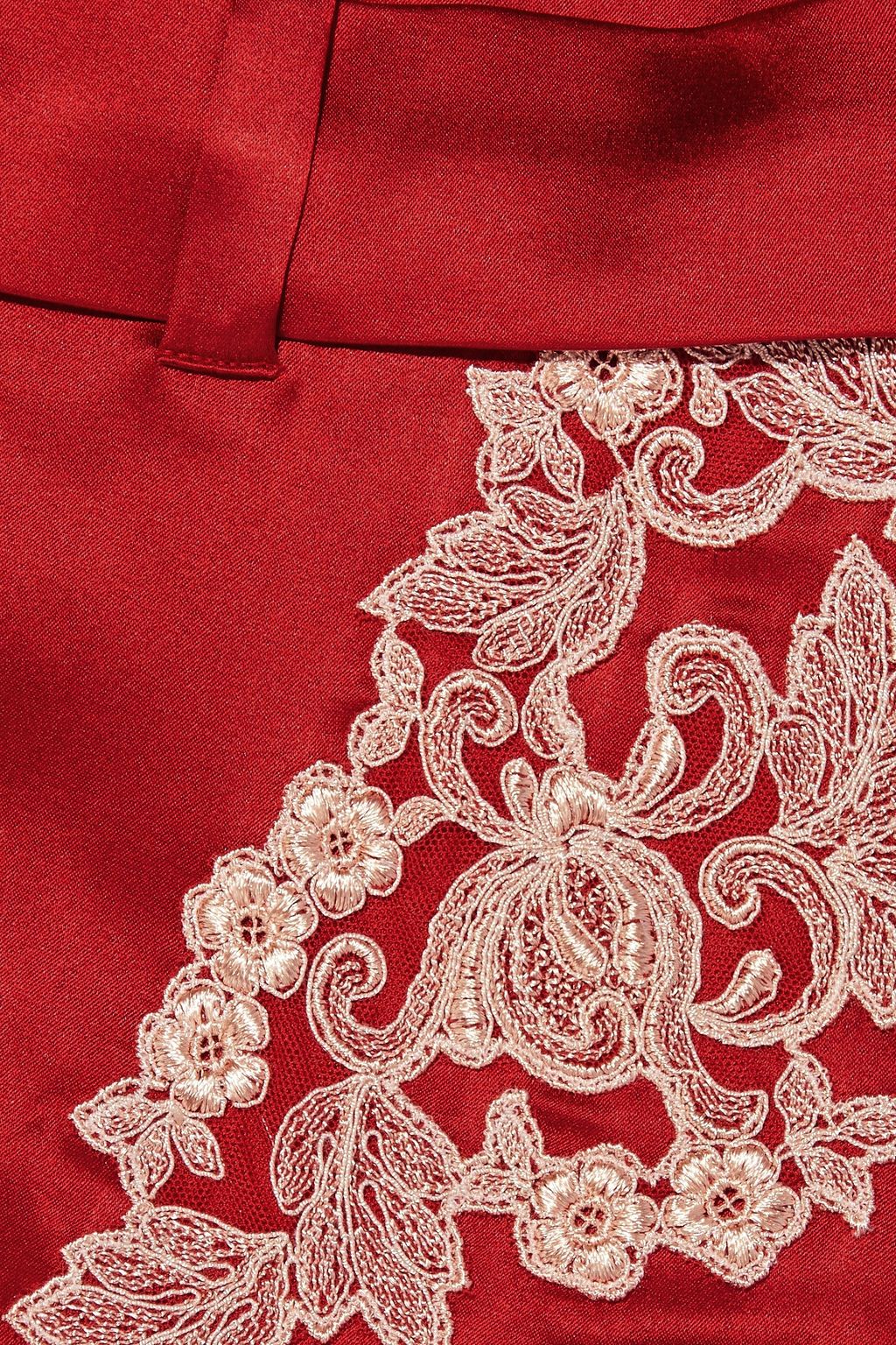 LA PERLA Maison lace-trimmed silk-blend satin suspender belt