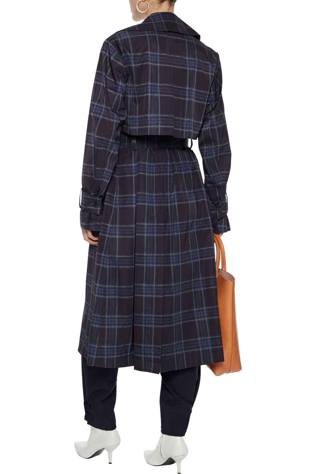 VINCE. Checked shell trench coat