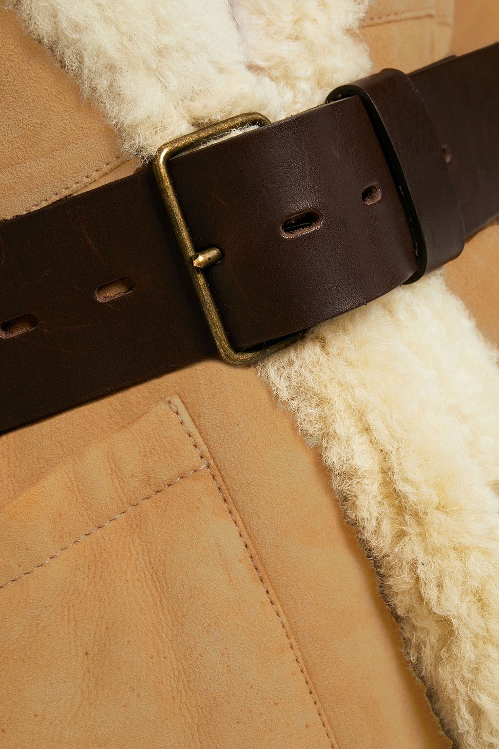 BA&SH Lyam belted shearling coat