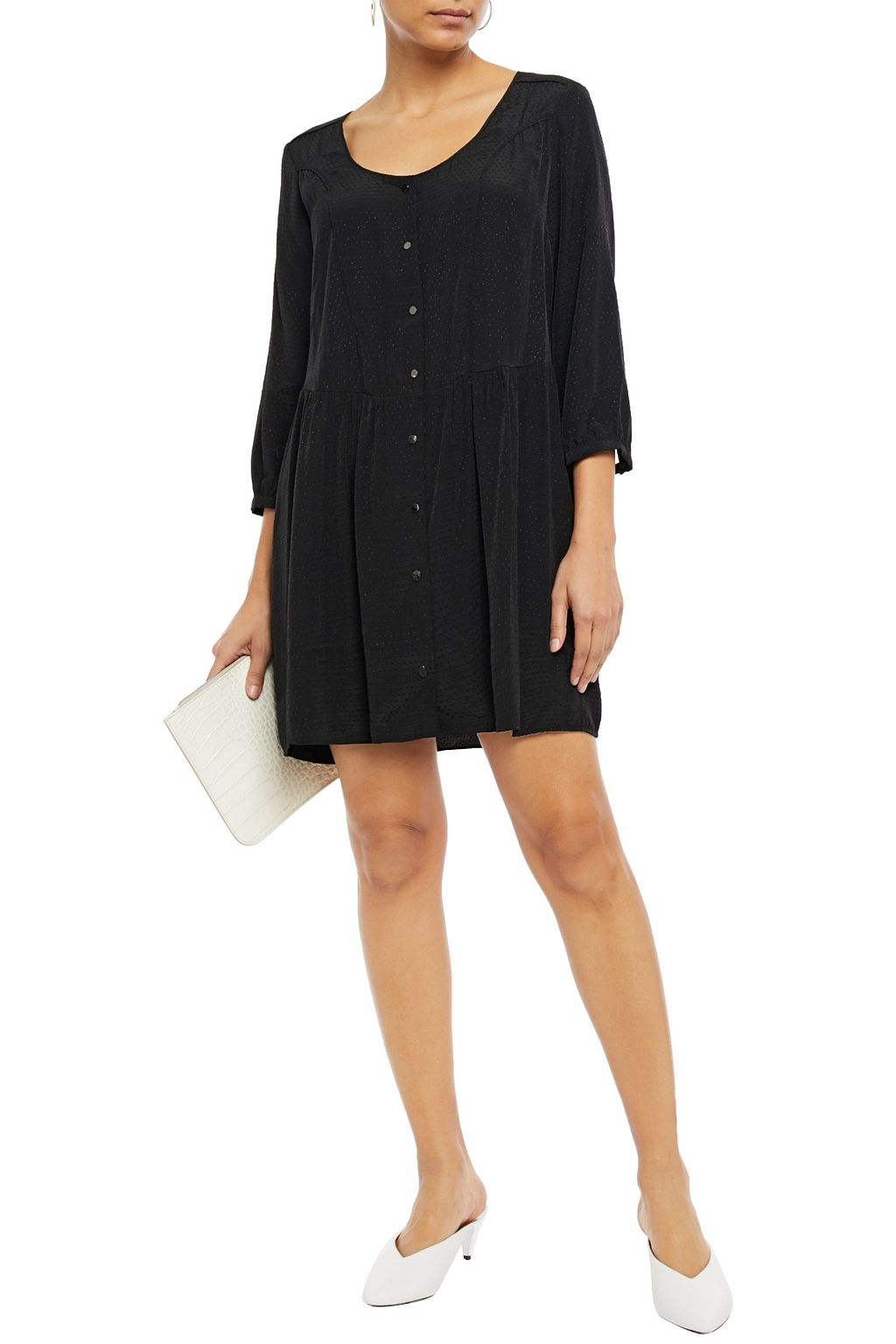 BA&SH Disco gathered jacquard mini dress