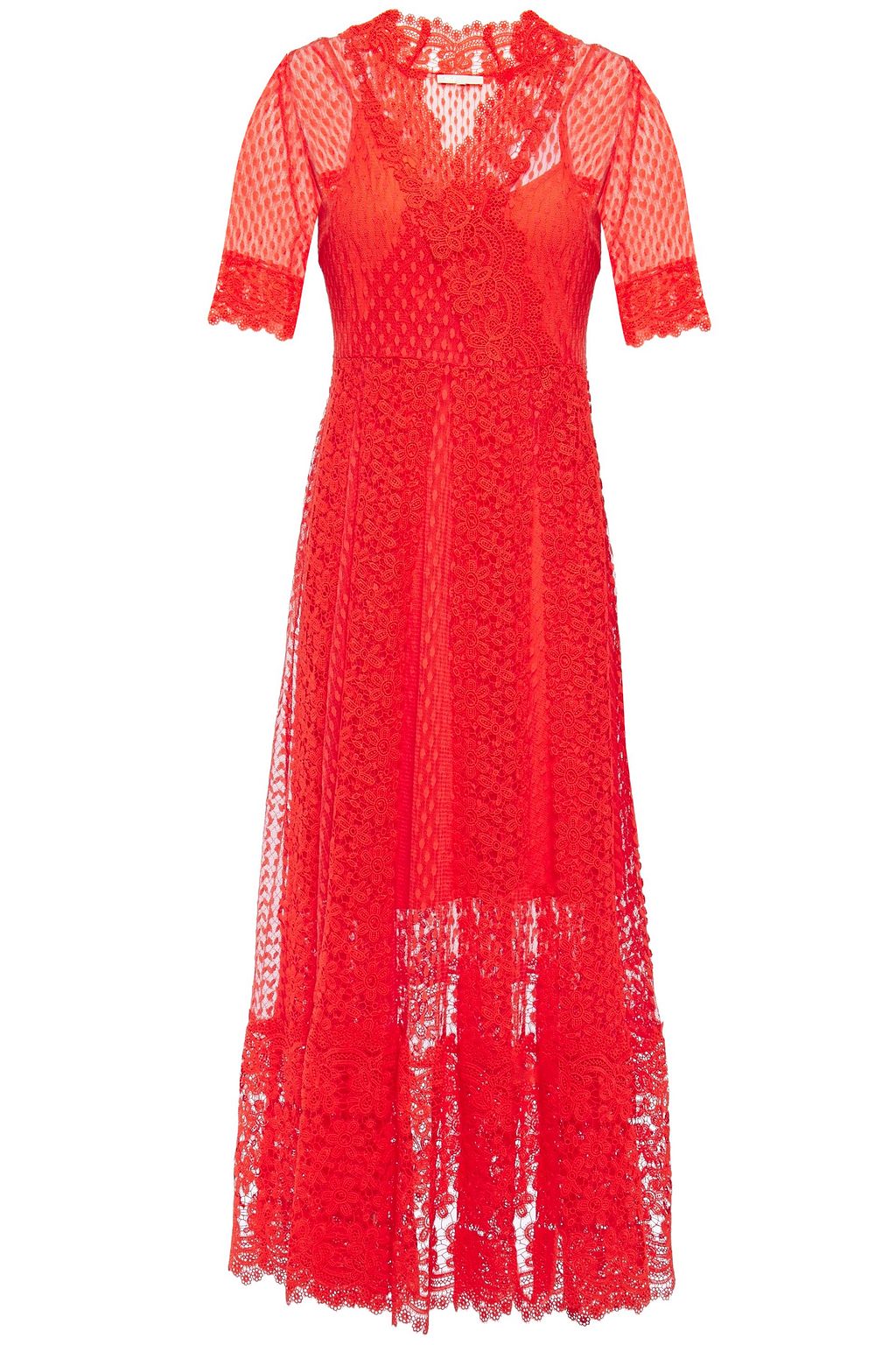 maje red lace dress
