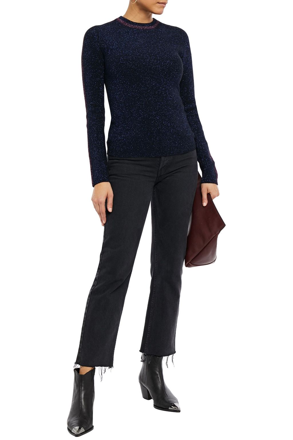 BA&SH Dipsy metallic ribbed-knit sweater
