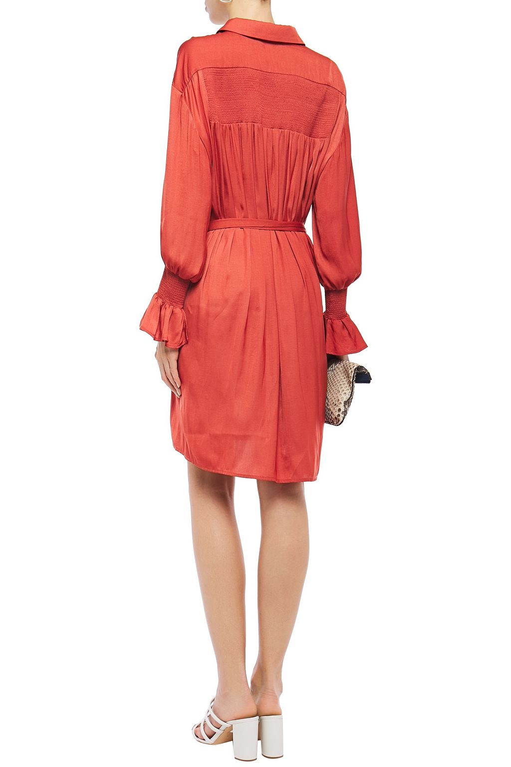 shirred red dress