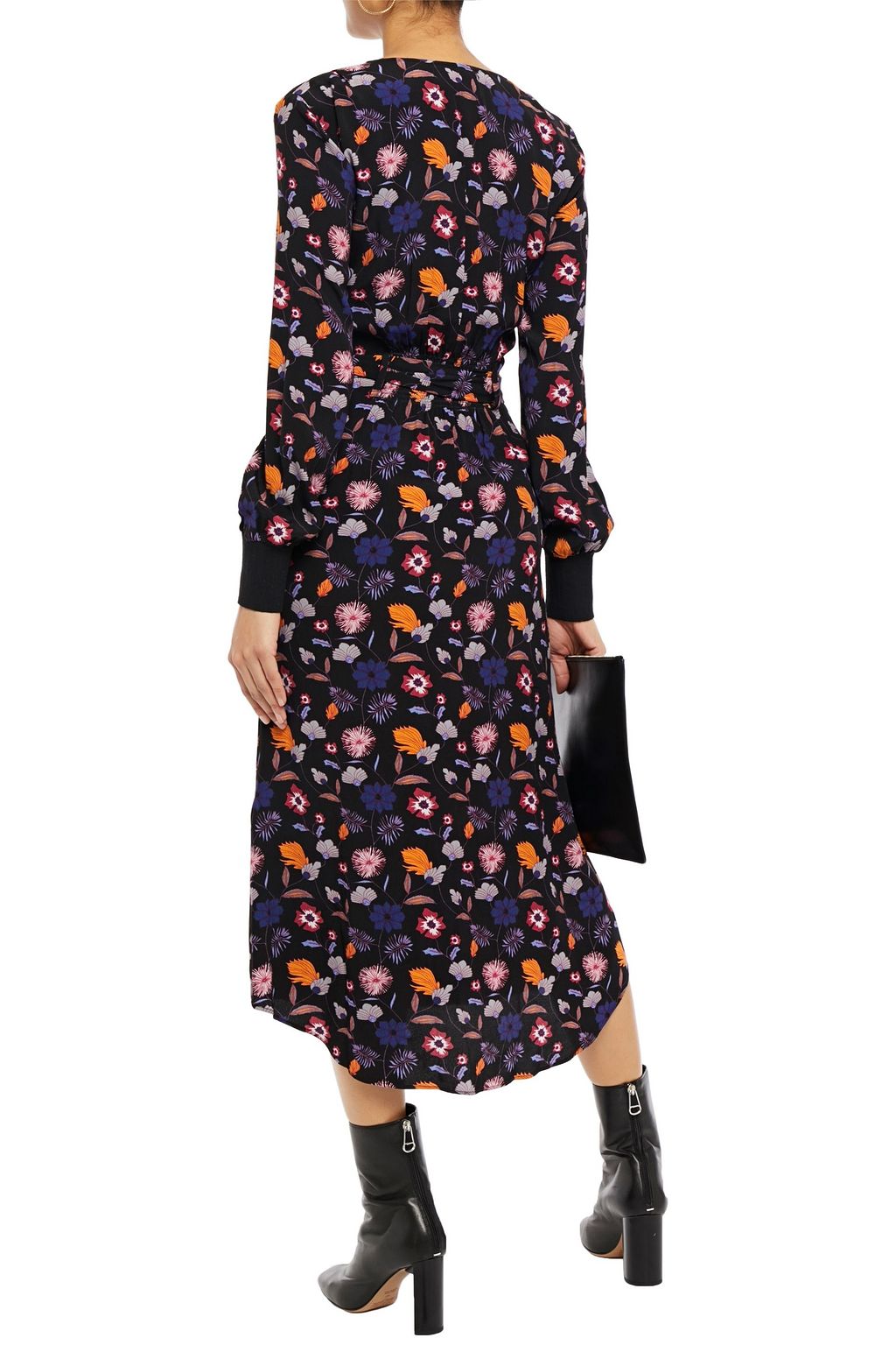 BA&SH Malny belted floral-print crepe midi dress