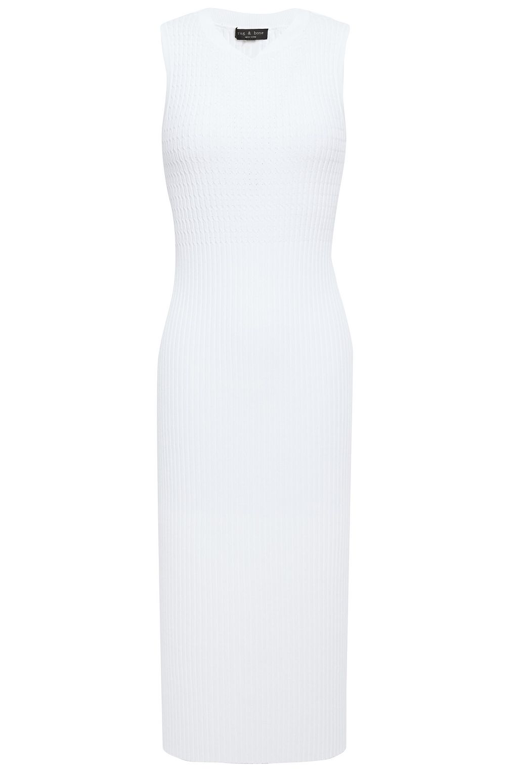 ribbed white midi dress