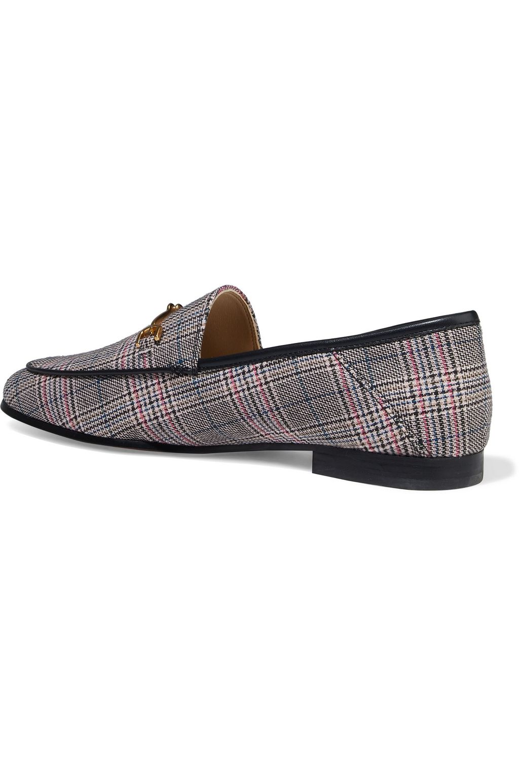 SAM EDELMAN Loraine embellished checked woven loafers