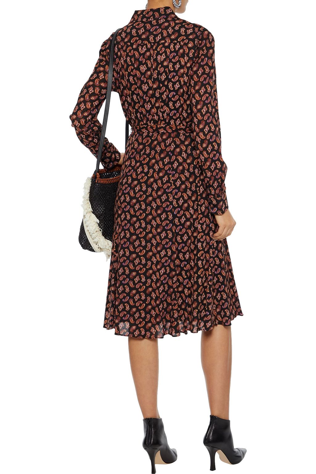 DIANE VON FURSTENBERG Belted printed mesh shirt dress