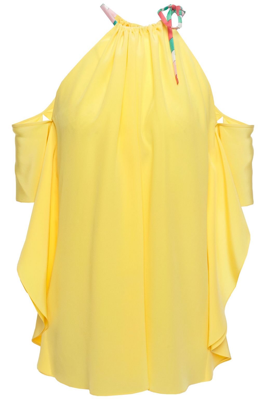 yellow cold shoulder blouse