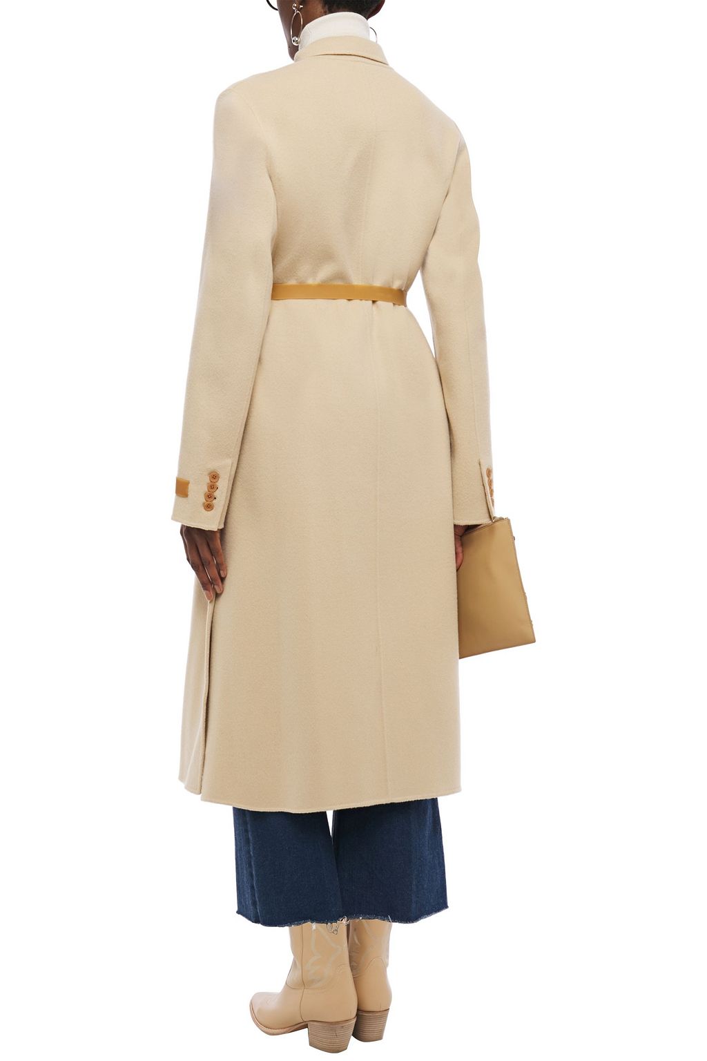 HELMUT LANG Belted brushed-felt wool and cashmere-blend coat