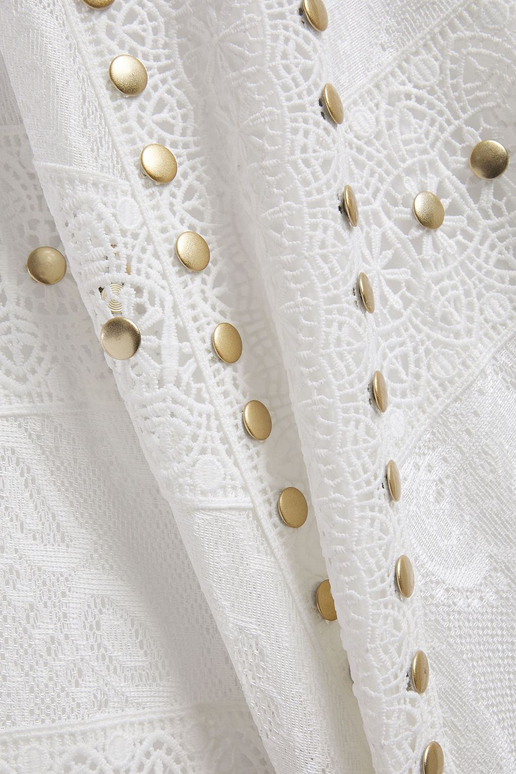MAJE Flared studded lace mini dress