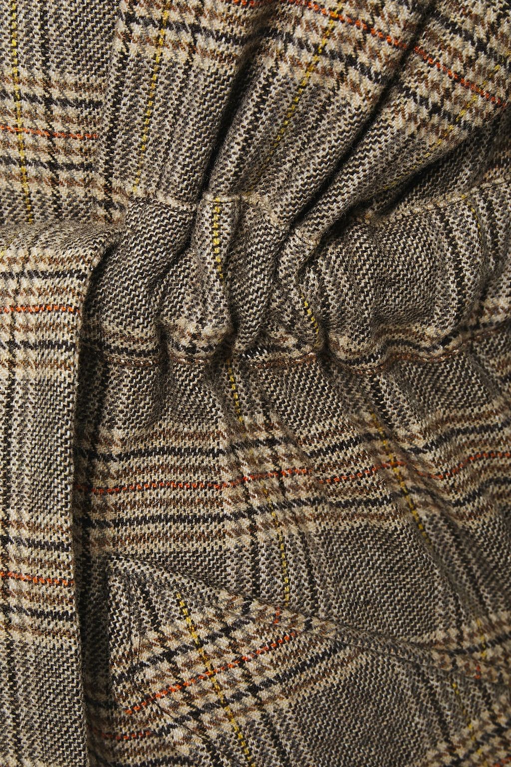 BA&SH Belted Prince of Wales checked wool-blend hooded coat