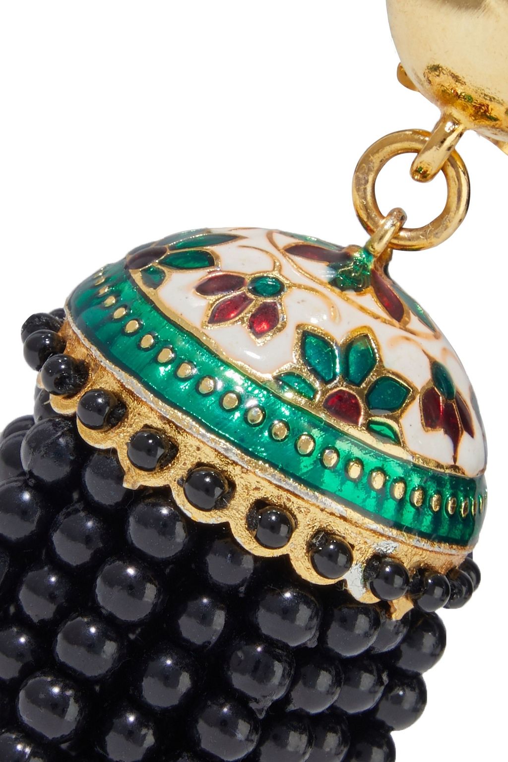 OSCAR DE LA RENTA Gold-tone, enamel and bead tassel clip earrings