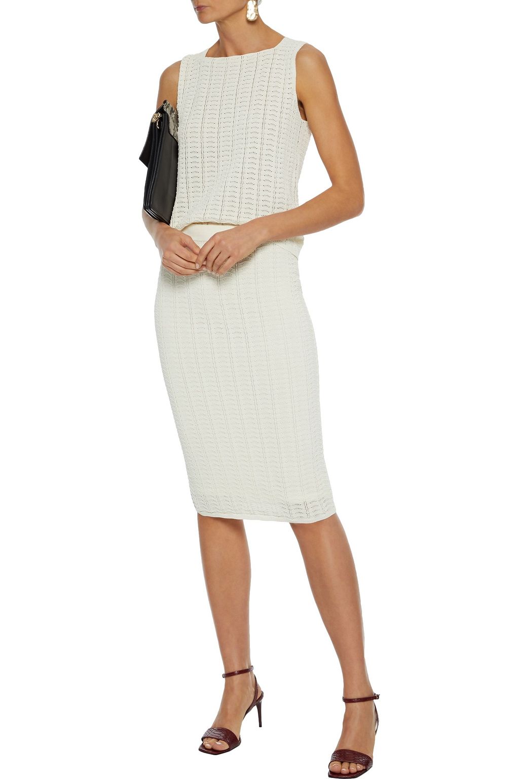 THEORY Crocheted cotton-blend pencil skirt