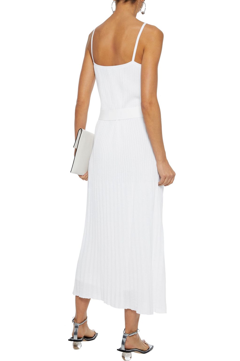 THEORY Pleated cotton-blend midi dress