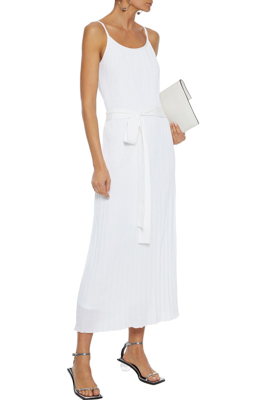 THEORY Pleated cotton-blend midi dress