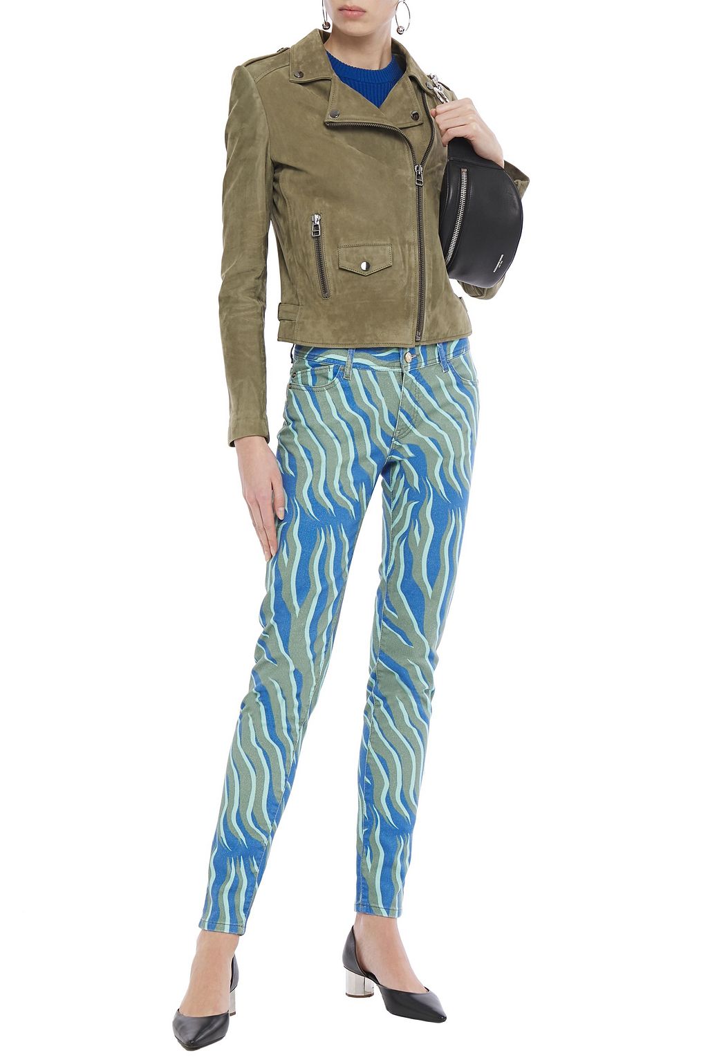 JUST CAVALLI Printed mid-rise slim-leg jeans