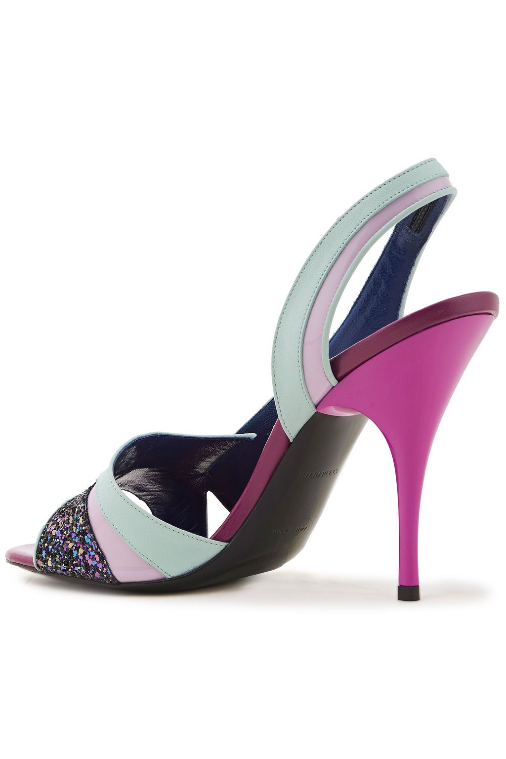 PUCCI Leather, PVC and glittered canvas slingback sandals