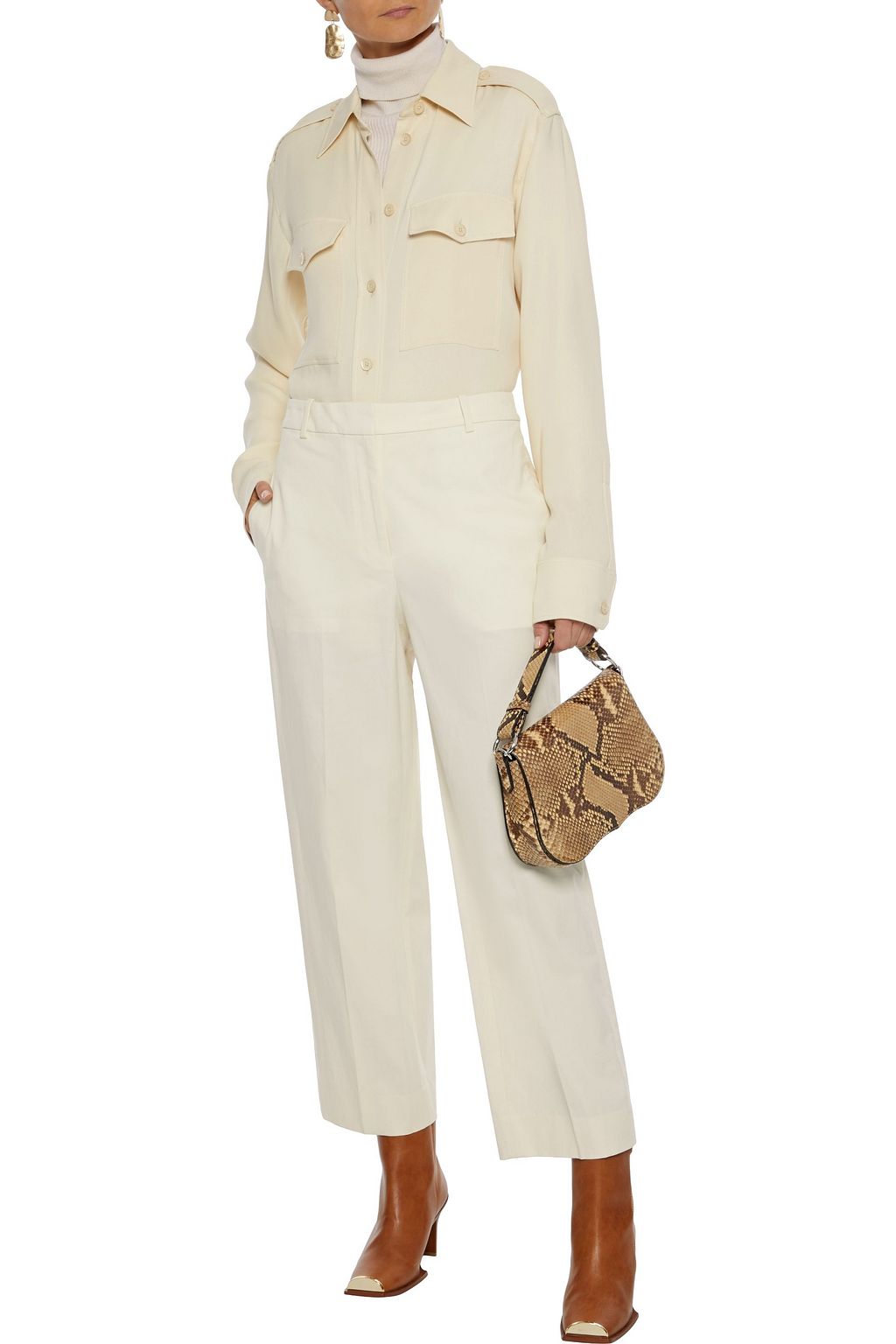 THEORY Cropped cotton-blend gabardine straight-leg pants