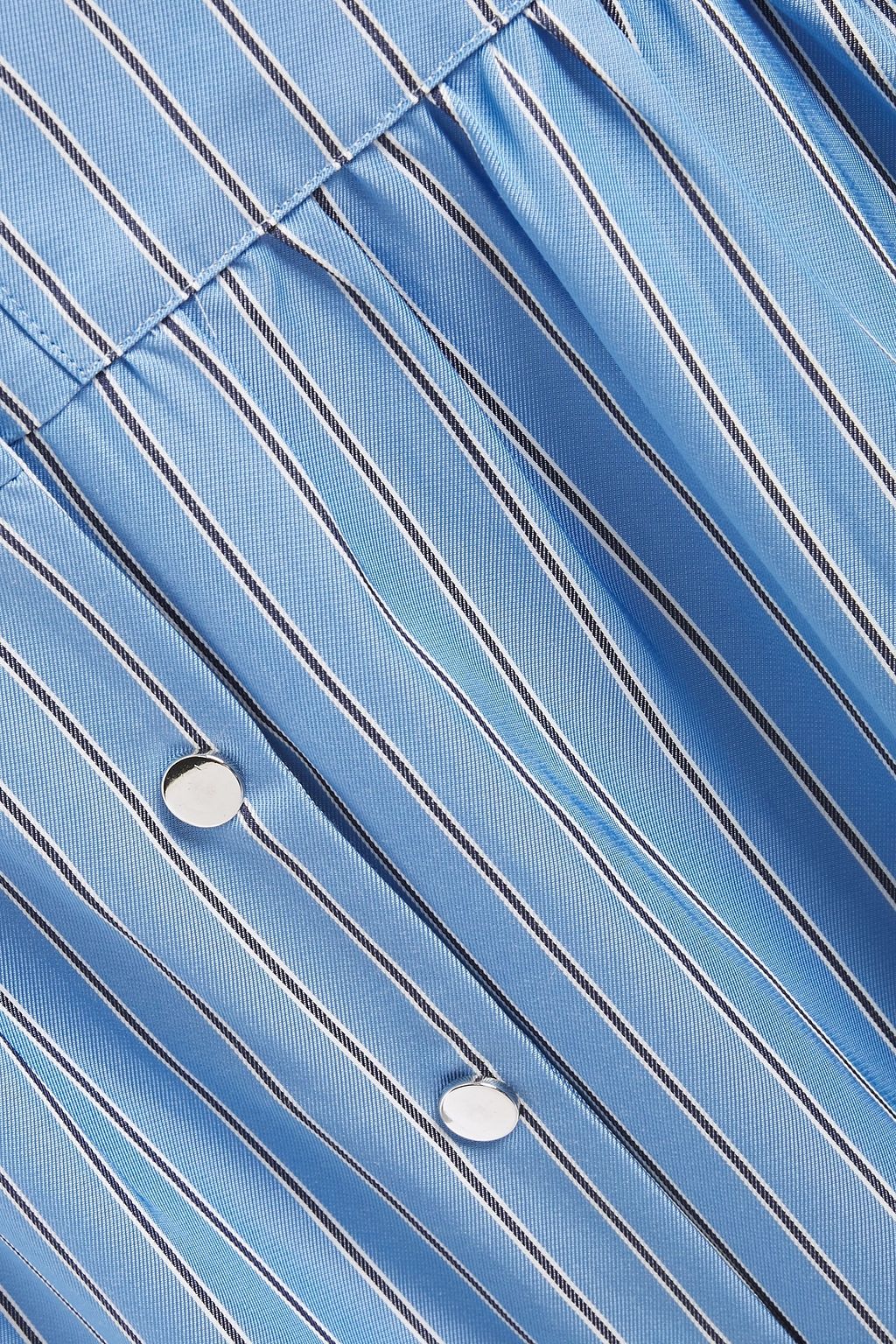 BA&SH Gathered striped-twill mini shirt dress