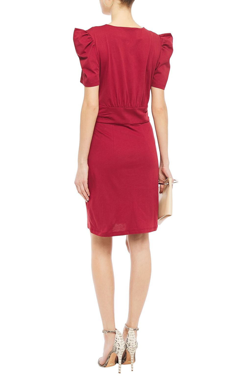 BA&SH Wrap-effect gathered cotton-jersey mini dress