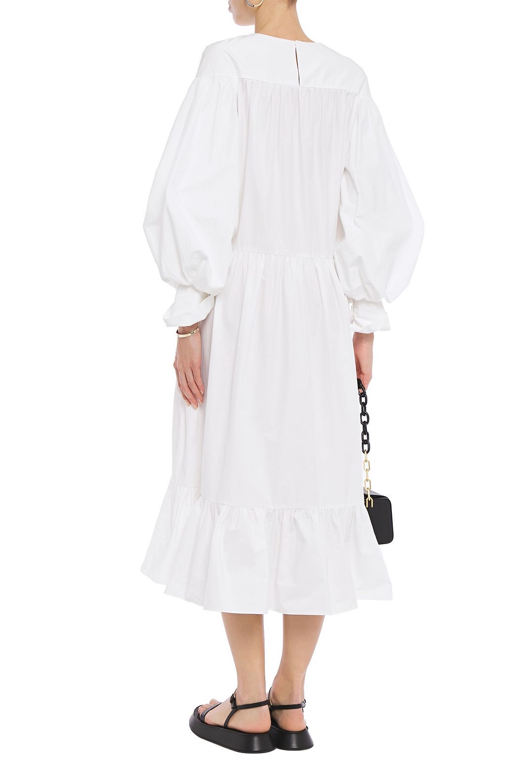 GOEN.J Gathered poplin peplum midi dress