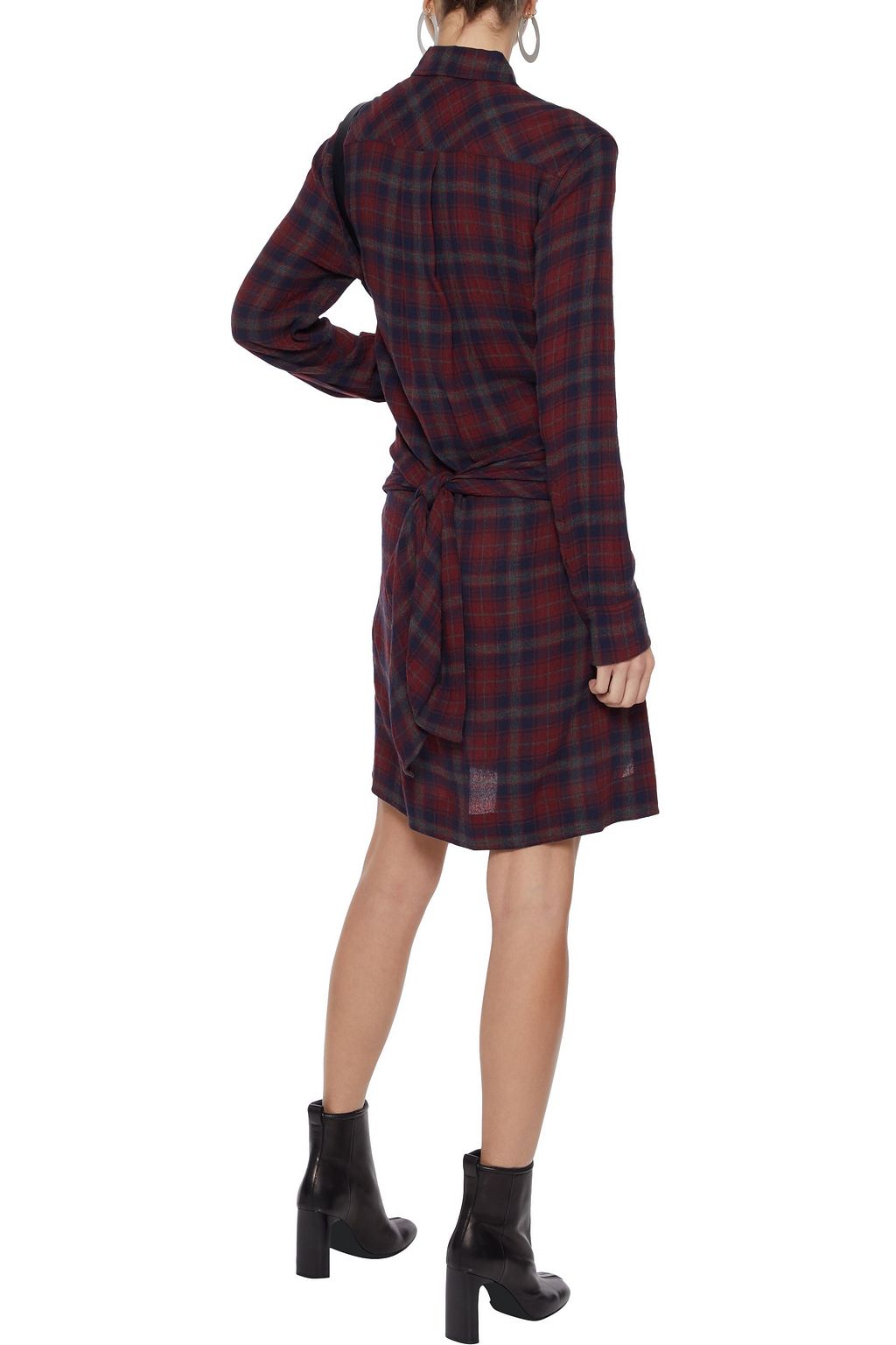 RAG & BONE Felicity tie-back checked flannel mini shirt dress