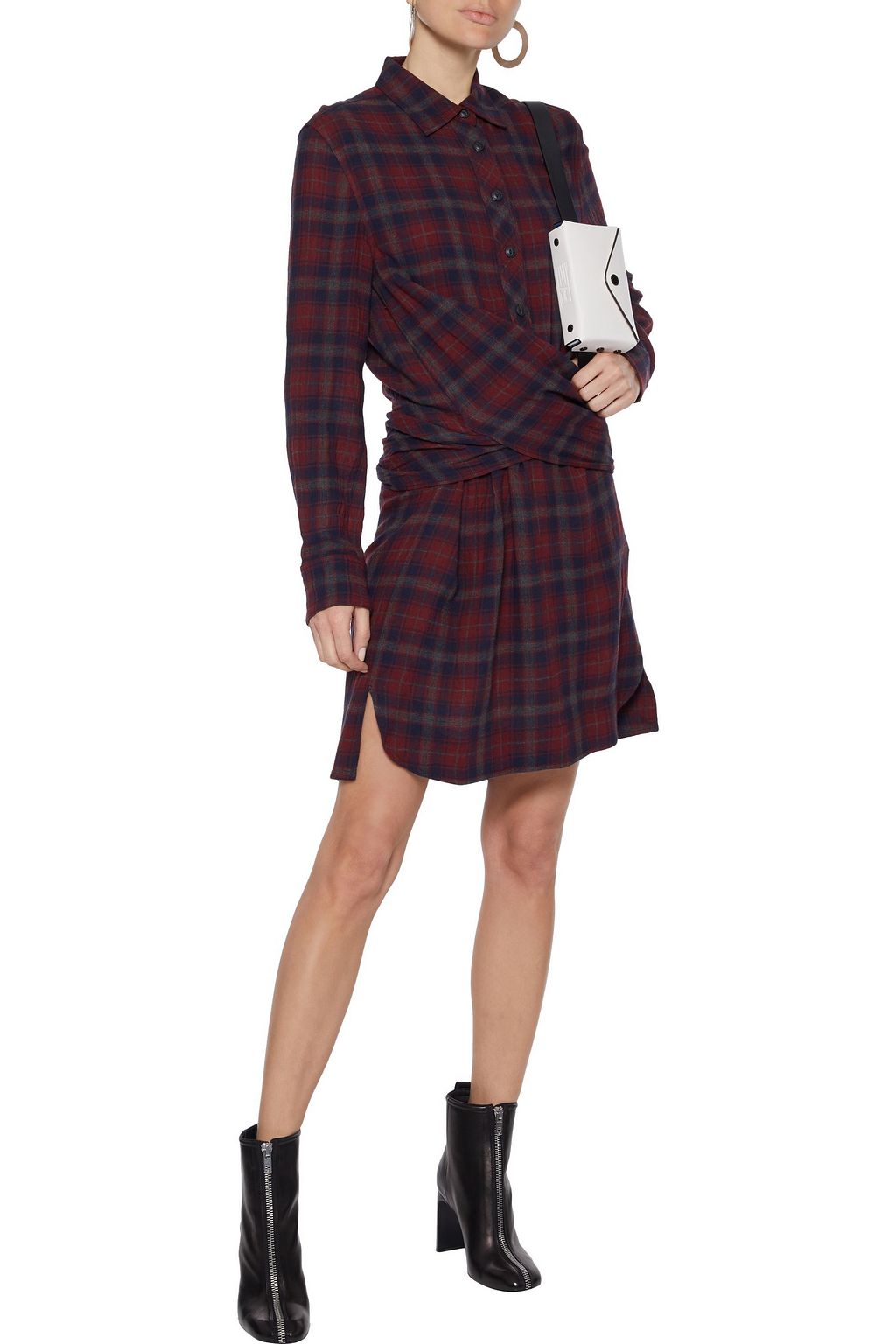 RAG & BONE Felicity tie-back checked flannel mini shirt dress